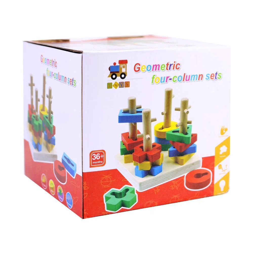 wooden geometric four-column set