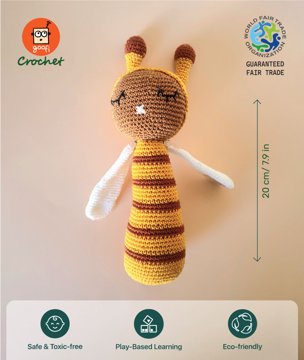 Crochet Toy Rattle Character-Honey Bee