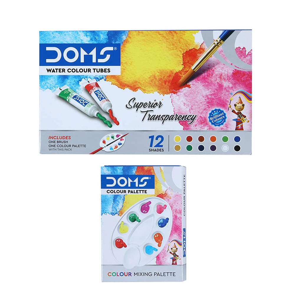 DOMS Water Color Tube 12 Shades with Brush & Palette