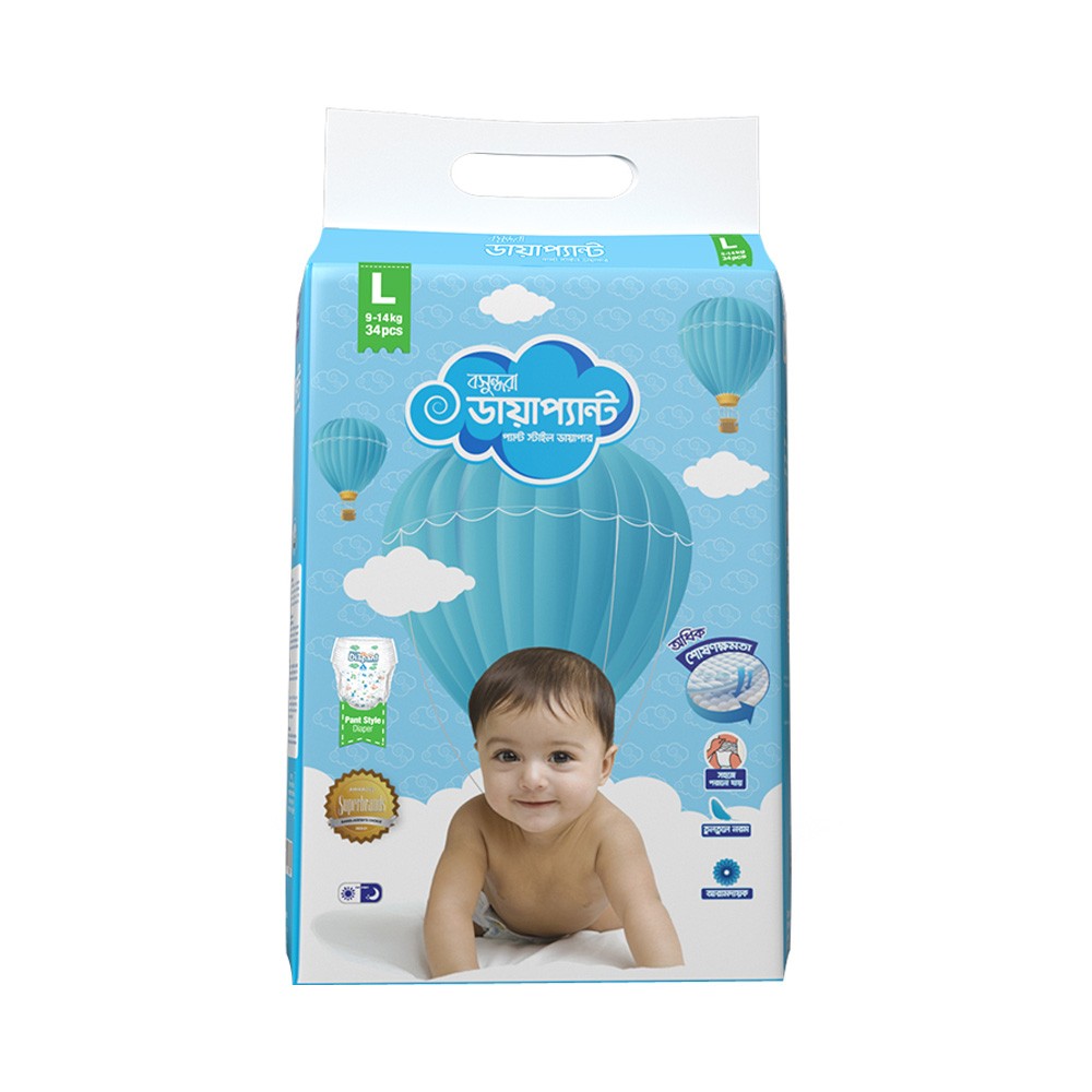 Bashundhara Diapant Baby Diaper L (9-14kg) - 34 pcs