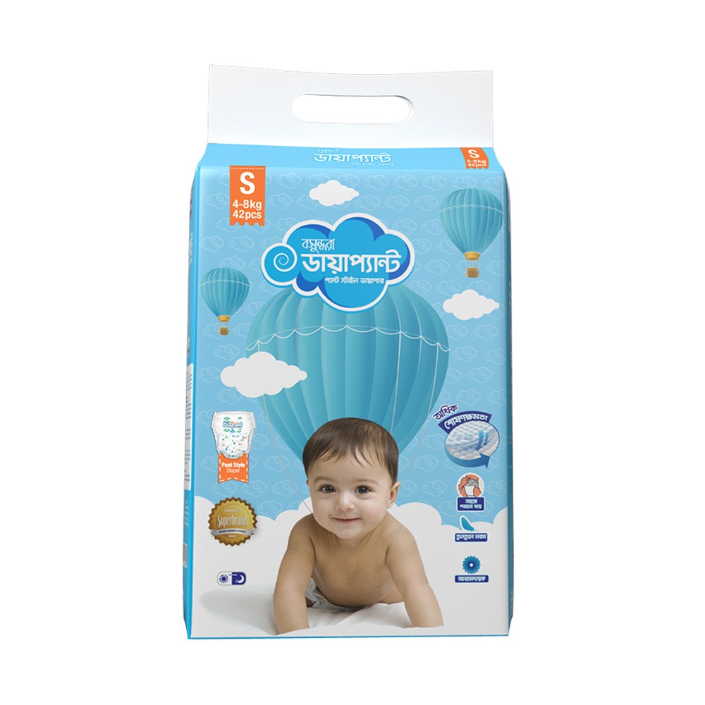 Bashundhara Diapant Baby Diaper S (4-8kg) - 42 pcs